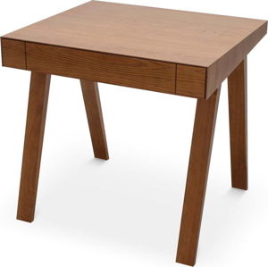 Hnědý stůl s nohami z jasanového dřeva EMKO 4.9, 80 x 70 cm