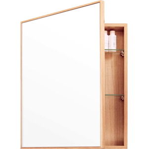 Nástěnné zrcadlo s úložným prostorem z dubového dřeva Mezza Wireworks, 45 x 55 cm