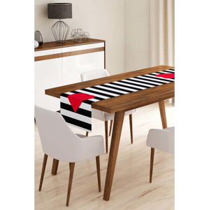 Běhoun na stůl z mikrovlákna Minimalist Cushion Covers Stripes with Red Heart, 45 x 140 cm