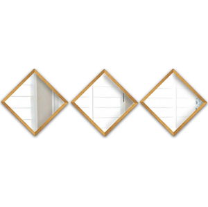 Sada 3 nástěnných zrcadel s rámem ve zlaté barvě Oyo Concept Luna, 24 x 24 cm