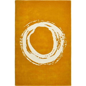 Hořčicově žlutý vlněný koberec Think Rugs Elements Circle, 150 x 230 cm