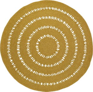 Hořčicově žlutý ručně vyrobený koberec ze směsi vlny a bavlny Nattiot Bibek, ø 110 cm