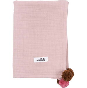 Růžová mušelínová dětská deka 100x140 cm Pompon – Malomi Kids