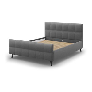 Tmavě šedá čalouněná dvoulůžková postel s roštem 140x200 cm Gigi - Micadoni Home