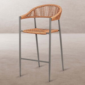 Šedá/hnědá kovová zahradní barová židle Neska – LDK Garden