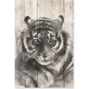 Dřevěná nástěnná dekorativní cedule Surdic Watercolor Tiger, 40 x 60 cm