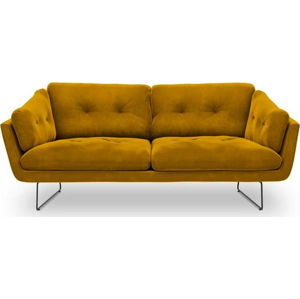Žlutá třímístná pohovka se sametovým potahem Windsor & Co Sofas Gravity