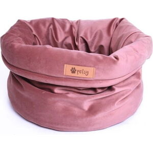 Růžový sametový pelíšek ø 40 cm Basket Royal - Petsy