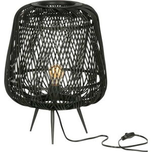 Černá stolní lampa z bambusu WOOOD Moza, ø 36 cm