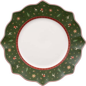 Zelený porcelánový talíř s vánočním motivem Villeroy & Boch, ø 28 cm