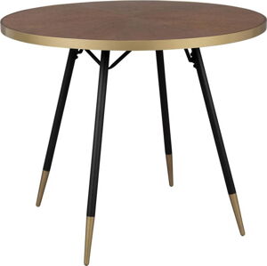 Kulatý jídelní stůl s deskou v dekoru ořechového dřeva ø 91 cm – White Label