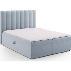 Světle modrá boxspring postel s úložným prostorem 160x200 cm Gina – Milo Casa
