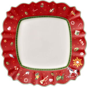 Červený porcelánový talíř s vánočním motivem Villeroy & Boch, 28 x 28 cm