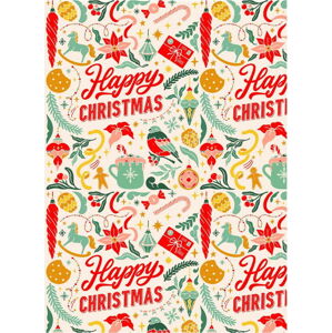 5 archů balícího papíru eleanor stuart Happy Christmas, 50 x 70 cm