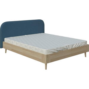 Modrá dvoulůžková postel ProSpánek Lagom Plain Wood, 160 x 200 cm
