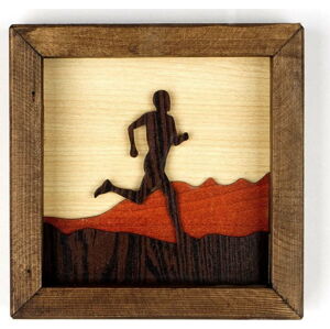Dřevěný obraz Kate Louise Running Man, 16 x 16 cm