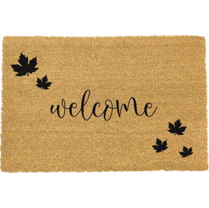 Černá rohožka z přírodního kokosového vlákna Artsy Doormats Welcome Autumn, 40 x 60 cm