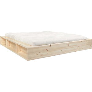 Dvoulůžková postel z masivního dřeva s úložným prostorem a futonem Comfort Karup Design, 140 x 200 cm