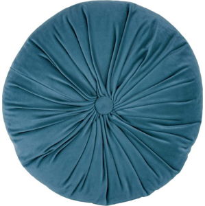 Modrý sametový dekorativní polštář Tiseco Home Studio Velvet, ø 38 cm