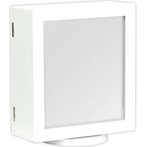 Bílý stolek se zrcadlem a úložným prostorem Mauro Ferretti Specchio, 30 x 35 cm