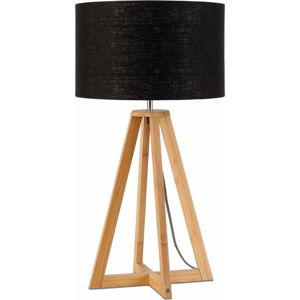 Stolní lampa s černým stínidlem a konstrukcí z bambusu Good&Mojo Everest