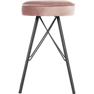 Růžová barová stolička se sametovým potahem WOOOD, výška 53 cm