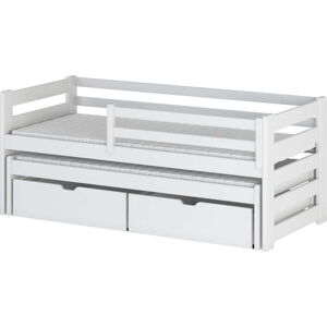Bílá dětská postel s výsuvným lůžkem s úložným prostorem 80x180 cm Senso - Lano Meble