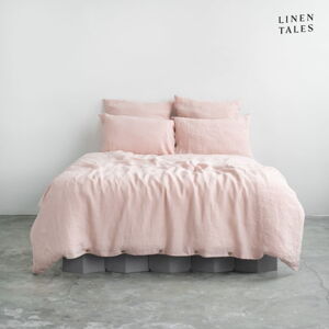 Světle růžové lněné prodloužené povlečení na jednolůžko 165x220 cm – Linen Tales