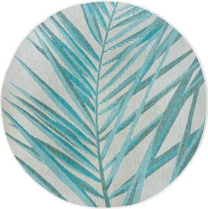 Tyrkysovo-béžový venkovní koberec NORTHRUGS Palm, ø 160 cm