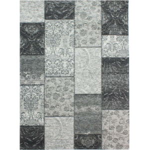 Tmavě šedý koberec Flair Rugs Patchwork Chennile Black Grey, 155 x 230 cm