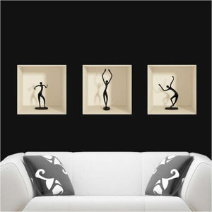 Sada 3 samolepek s 3D efektem Ambiance Dancing Figures