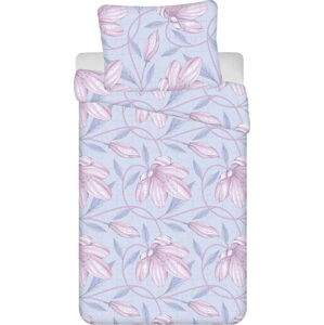 Světle modro-růžové prodloužené krepové povlečení na jednolůžko 140x220 cm Orona – Jerry Fabrics