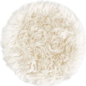 Bílý podsedák z ovčí kožešiny na jídelní židli Royal Dream Zealand Round, ⌀ 35 cm
