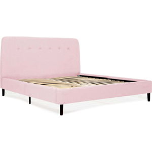 Pudrově růžová dvoulůžková postel s černými nohami Vivonita Mae King Size, 180 x 200 cm