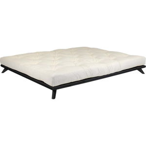 Dvoulůžková postel z borovicového dřeva s matrací Karup Design Senza Double Latex Black/Natural, 160 x 200 cm