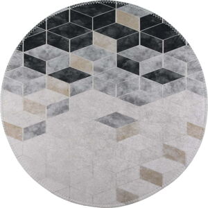 Bílo-šedý pratelný kulatý koberec ø 80 cm – Vitaus