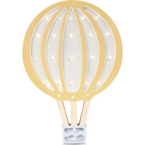 Žluto-bílá nástěnná lampa z borovicového dřeva Little Lights Hot Air Baloon, výška 38,5 cm