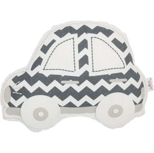 Šedo-bílý dětský polštářek s příměsí bavlny Mike & Co. NEW YORK Pillow Toy Car, 32 x 25 cm