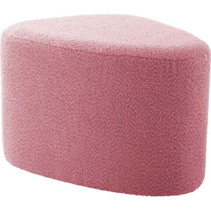 Růžový taburet z textilie bouclé Ada – Leitmotiv