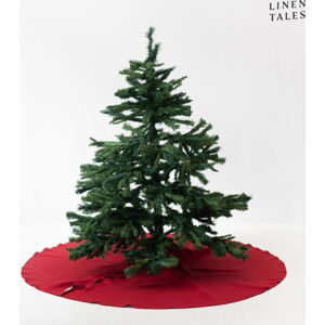 Červený kulatý koberec pod vánoční stromek ø 125 cm – Linen Tales