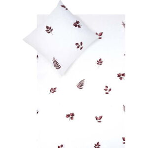 Bílo-červené flanelové povlečení na jednolůžko Westwing Collection Fraser, 155 x 220 cm