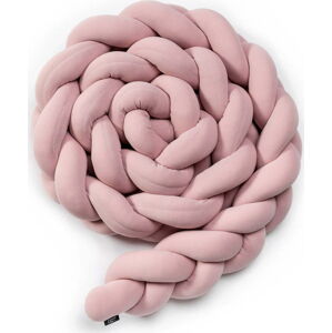 Růžový bavlněný pletený mantinel do postýlky ESECO, délka 360 cm