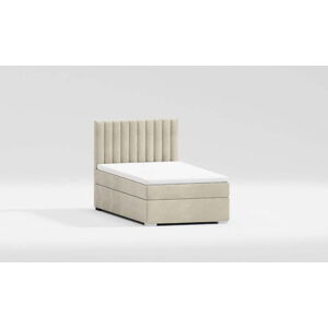 Béžová čalouněná jednolůžková postel s úložným prostorem s roštem 100x200 cm Bunny – Ropez
