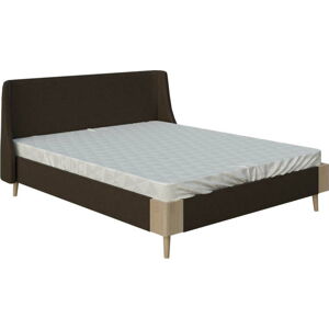 Hnědá dvoulůžková postel ProSpánek Lagom Side Soft, 140 x 200 cm