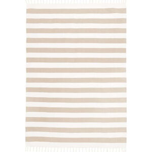 Béžovo-šedý ručně tkaný bavlněný koberec Westwing Collection Blocker, 70 x 140 cm
