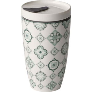 Zeleno-bílý porcelánový termohrnek Villeroy & Boch Like To Go, 350 ml