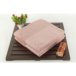 Sada 2 pudrově růžových bavlněných ručníků Patricia, 50 x 90 cm