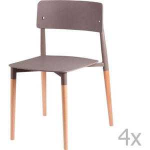 Sada 4 šedých jídelních židlí s dřevěnými nohami sømcasa Claire