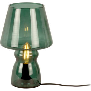Tmavě zelená skleněná stolní lampa Leitmotiv Glass, výška 25 cm