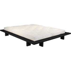 Dvoulůžková postel z borovicového dřeva s matrací Karup Design Japan Comfort Mat Black/Natural, 140 x 200 cm